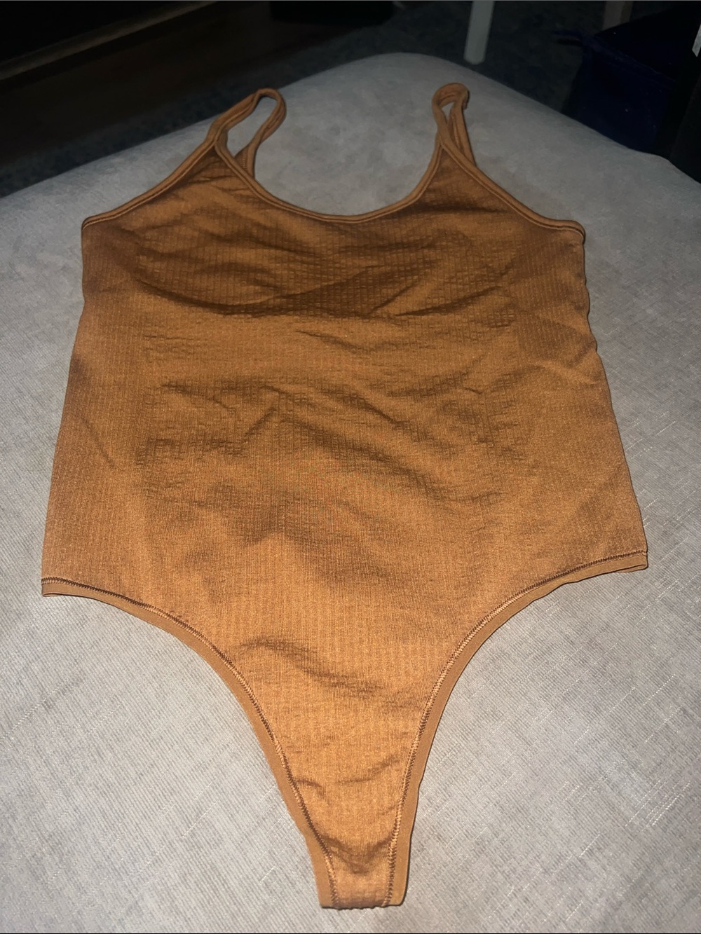 lululemon athletica Ribbed Tan-Brown One-Piece Bodysuit